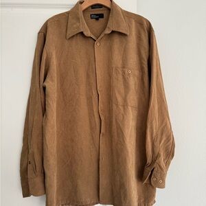 Marc Edward’s men’s FALL brown soft suede like button down shirt top size XL